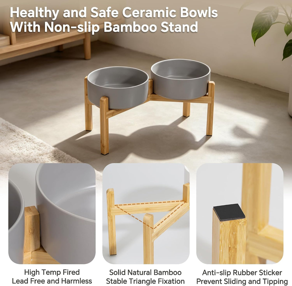 Elevated Ceramic Dog Bowl - Dark Gray / Large - image 3