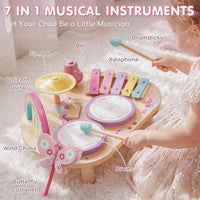 Lehoo Castle Toddler Drum Set Wooden - Unicorn - image 2
