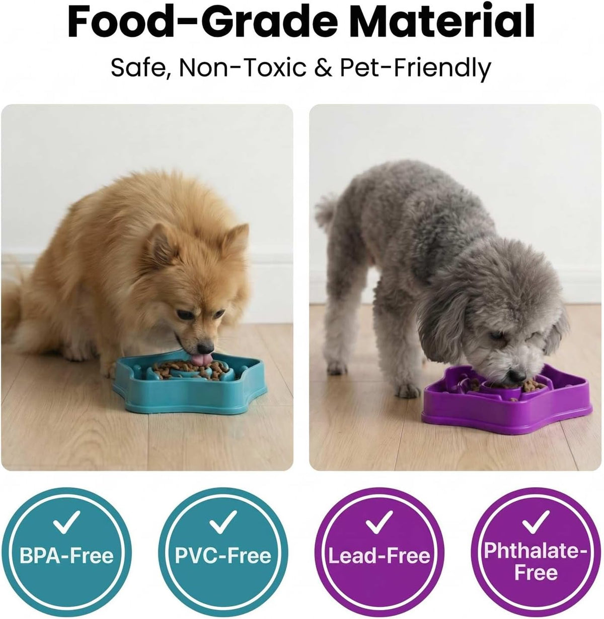 Pet Slow Feeder Bowl for Small Dogs - Turquoise & Purple（2 Pack) - image 4