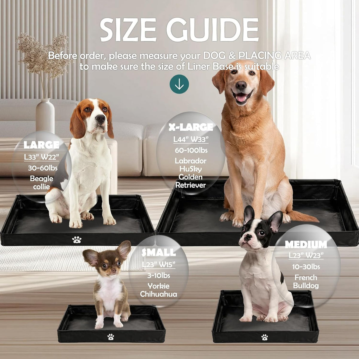 Meexpaws medium foldable dog pee pad holder tray, 23 x 23 inches - view 3