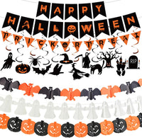 Gusgrop Halloween decorations set with Happy Halloween and Trick or Treat banners and bat garlands - view 2