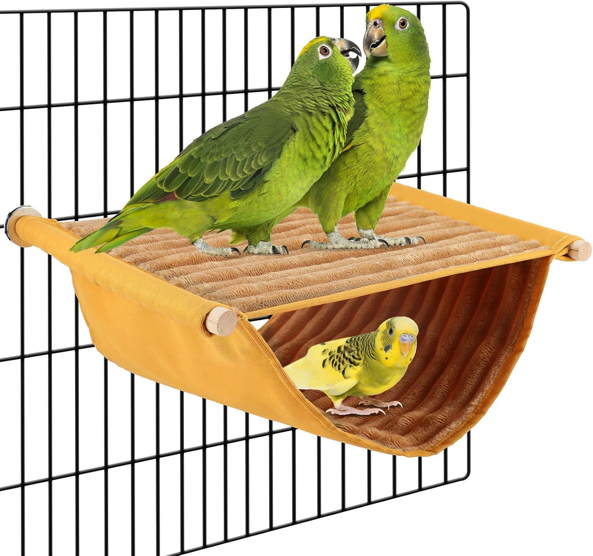 Bird Nest Bed Hanging Hammock, Parakeet Bed for Cage - Large (13.56"x9.2") / Yellow
