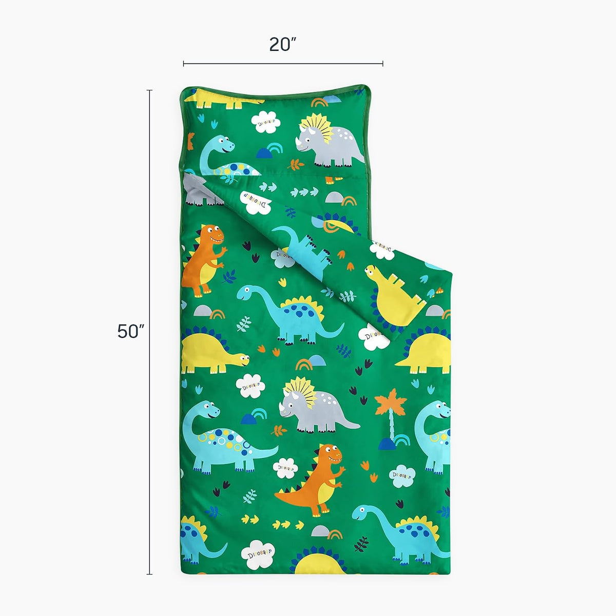 Wake In Cloud, Toddler Nap Mat with Pillow and Blanket - Standard - 50"x20" / Forest Green - image 2