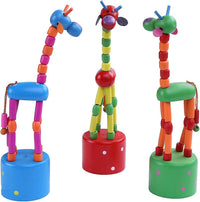 Berry President wooden giraffe push puppets, 3 pack of colorful collapsing toys - view 2