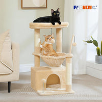 PEQULTI Small Cat Tree Tower for Indoor Cats - Beige / L(15.8"L x 15.8"W x 33"H) - image 2