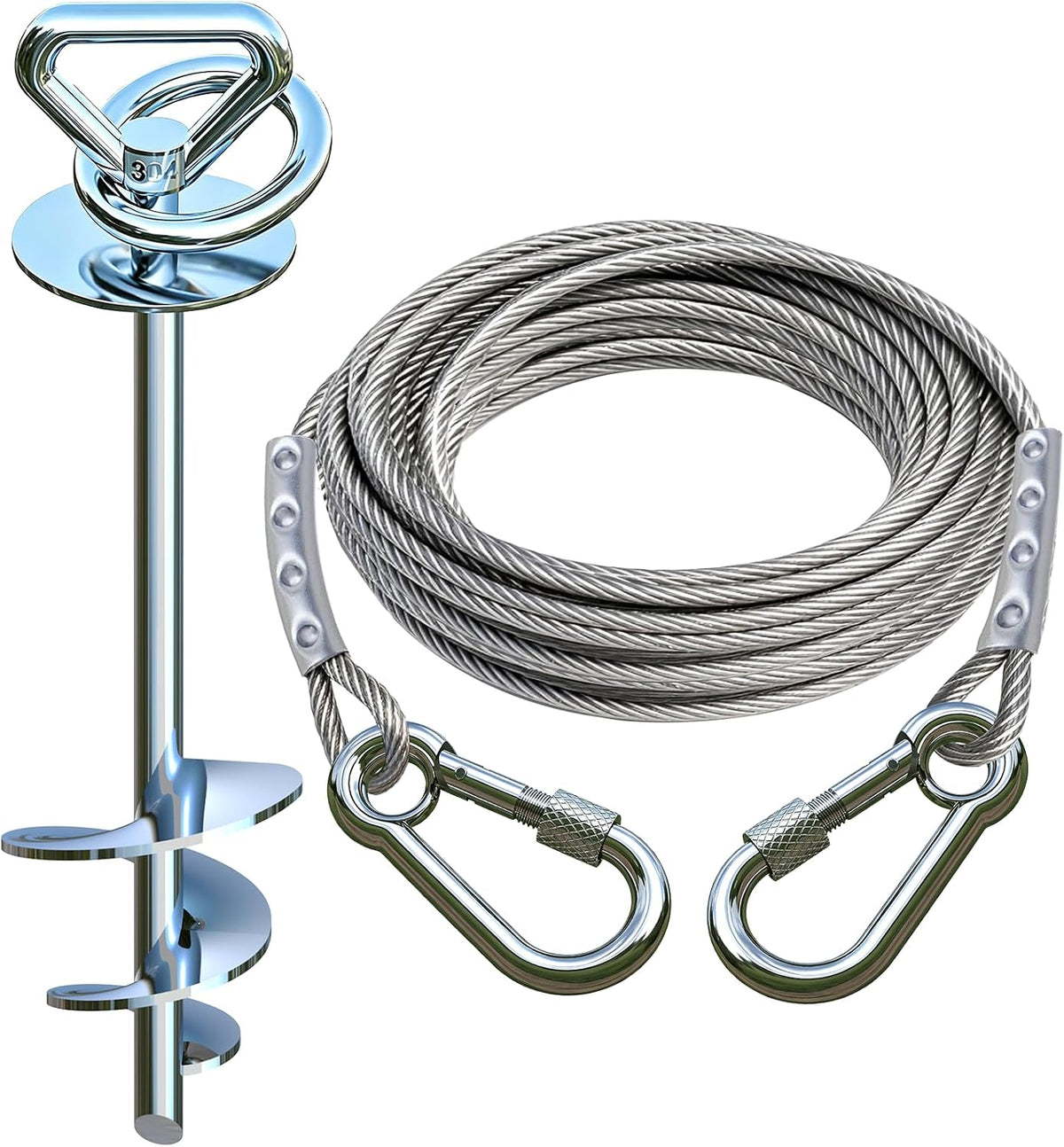 Dog Tie Out Cable and Stake for Camping - dog stake+30ft cable