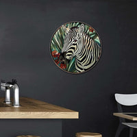 Lygond Metal Sign Tin Sign Circular Stained Glass Zebra Funny Bathroom Wall Decor for Gift 8×8 Inches