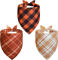 Spring Summer Dog Bandanas Large 3PCS, 6 Pattern Floral Scarf – Essentials for Dogs - plaid-fall / X-Large