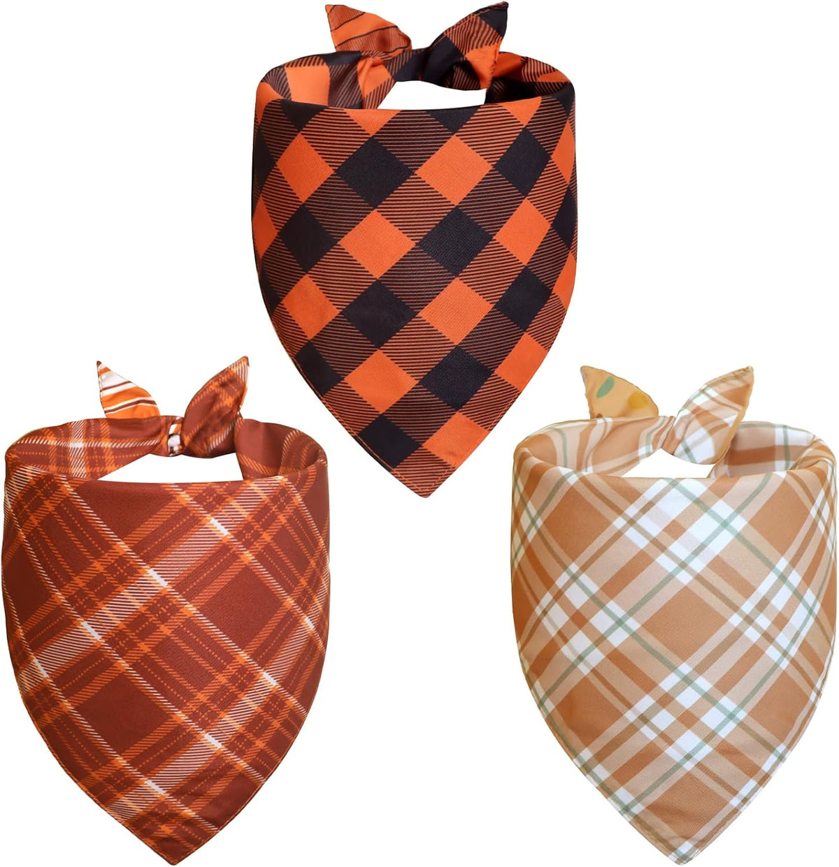 Spring Summer Dog Bandanas Large 3PCS, 6 Pattern Floral Scarf – Essentials for Dogs - plaid-fall / X-Large