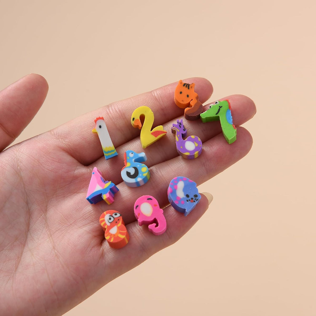 300PCS Mini Cute Animals and Fruits Pencil Erasers for Kids Bulk – Fun for Kids & Family - small / Numbers - image 3