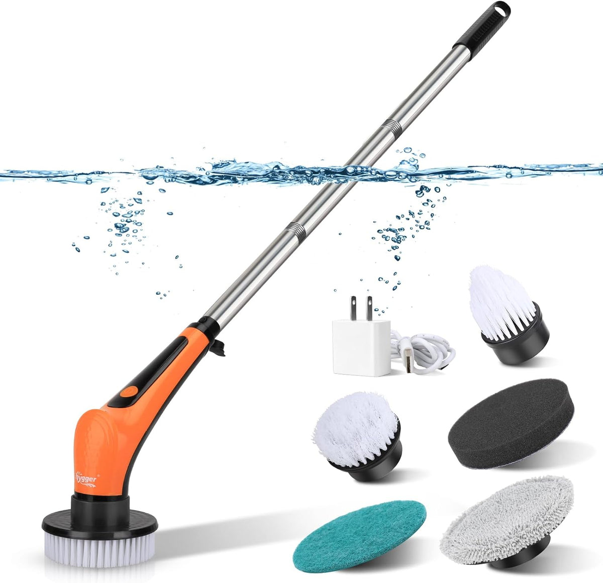 hygger IPX8 electric aquarium cleaning brush kit with 6 replaceable brush heads