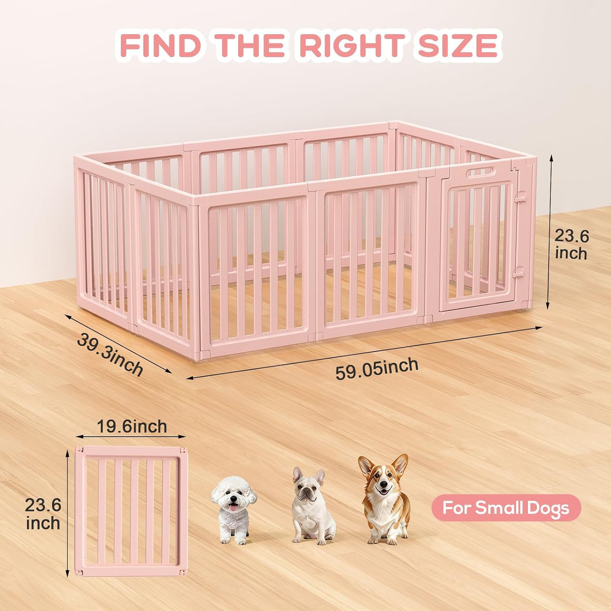 Dog Playpen Indoor, Puppy Playpen, White 23.6" H, 10 Panels - pink / 10 / 23.6 inch Height - image 2