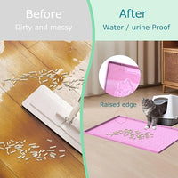 Cat Litter Mat, Silicone Large Cat Mat for Litter Box - 34x22 in, Waterproof & Non-Slip, Durable & Easy Clean, Pink
