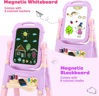 Easel for Kids Double-Sided Art Drawing Board Toys 3 4 Year Birthday - Pink - image 3