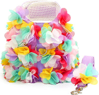 Luxury Floral Dog Harness and Leash Set – 3D Petal Puppy Vest Harness for Small Dogs & Cats