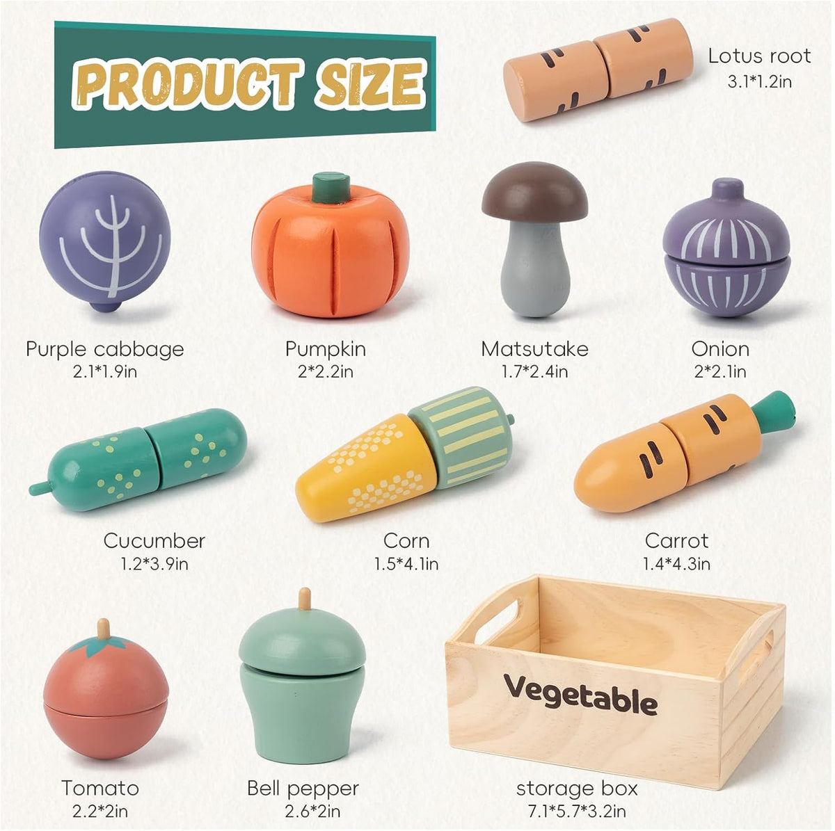 kienvy 10-piece wooden meat and fish play food set with storage box - view 10