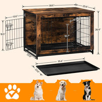 HOOBRO Dog Crate Furniture, 38.6" Large Dog Kennel Indoor - 38.6"L x 25.6"W x 26.9"H / Rustic Brown - image 3