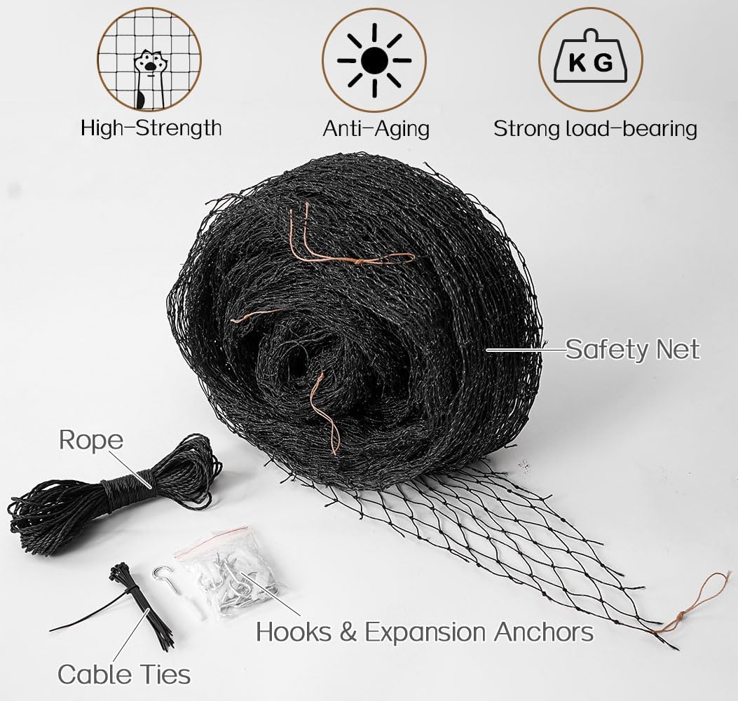 Cat Balcony Net, Steel Wire Reinforced, Anti-Fall Fence - 10 X 26 Ft - image 4
