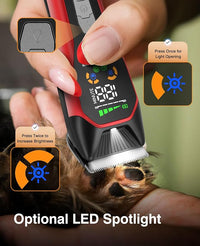 Wide Blade Dog Cat Clippers - Professional Cordless Grooming Tools for Thick Coats - Low Noise Pet Hair Trimmer Kit