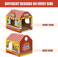 SEKAM Cardboard Cat House with Scratcher/Catnip - hamburger shop - image 4