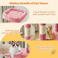 54 Inch Cat Tree Tower with Sisal Scratching Posts, Multi-Level – Essentials for Cats - Pink / 44IN - image 3