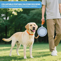 SLSON Collapsible Dog Bowl Silicone - Macaron Blue and Light Grey / Large - image 2
