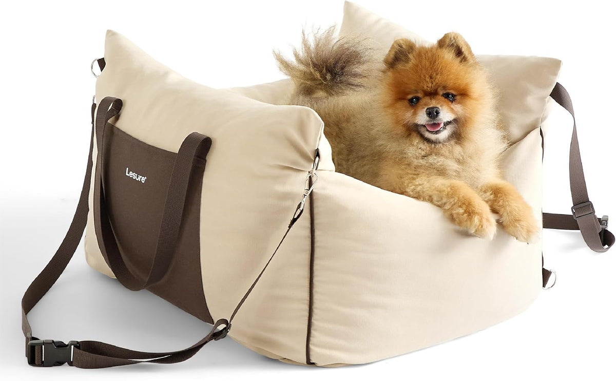 Lesure Dog Car Seat for Small Dogs - Beige