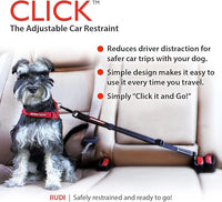 EzyDog CLICK – Dog Seat Belt for Car, Dog Harness Adjustable Seatbelt Attachment – Heavy Duty Nylon Seat Belt Webbing (17.5in - 26in)