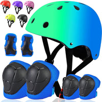 Toddler Kids Bike Helmet Set with Knee Elbow Pads - Cyanblue / Small: 20.1"-21.2"/51-54cm