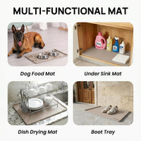 YINEYA 2 Pack Silicone Dog & Cat Food Mat Waterproof 18" x 12" - Taupe / 24" x 16" - image 4