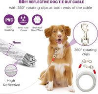 360° Swivel Dog Tie Out Stake Dog Anchor Heavy Duty Stainless Steel - Stake with 50 ft cable - image 3
