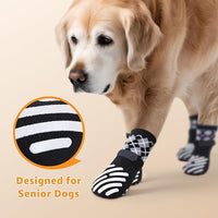 LOOBANI Dog Socks to Prevent Licking Paws - Dog Socks for Hardwood Floors Anti Slip for Traction Control - Dog Grippy Socks for Senior Dog Small Medium Large Dogs on Tile Floors, Black XXL