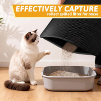 Pieviev Cat Litter Mat, Double-Layer Waterproof Litter Trap - Black / 36x30 Inch - image 3