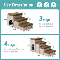 COZY KISS Dog Stairs with Storage, 16.7" H Wider Dog Steps - Brown / 3 / 32.5x17x17.7 inch - image 3