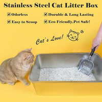 LIHONG Stainless Steel Cat Litter Box,Extra Large Metal Litter Box for Big Cats Kitty Rabbits,No Smell,Non Stick,Easy to Clean(24" Lx16 Wx8 H,XL)