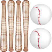 Lewtemi inflatable baseball set with 4 blow-up bats and 2 baseball-print beach balls - view 6