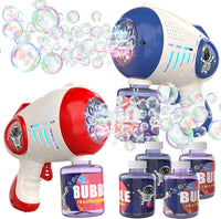 EagleStone 2 Packs Automatic Bubble Machine Guns with 4 Bottles - Red,deep Blue