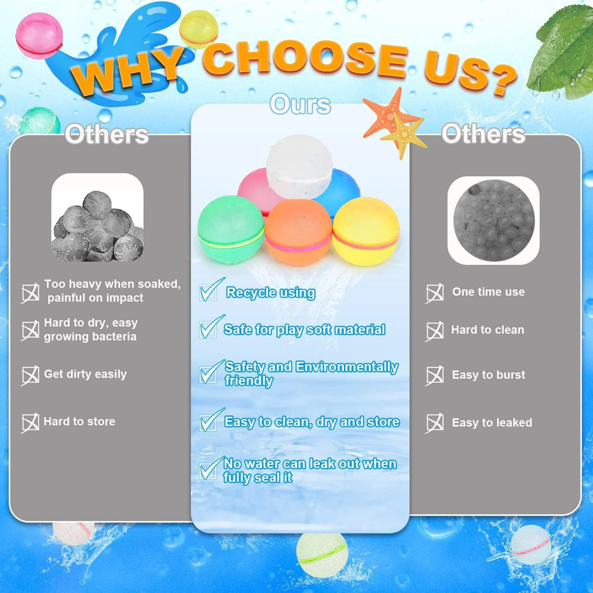 Reusable Water Balloons 6 Pcs with Mesh Bag - Classic Color / 24 Pcs - image 3
