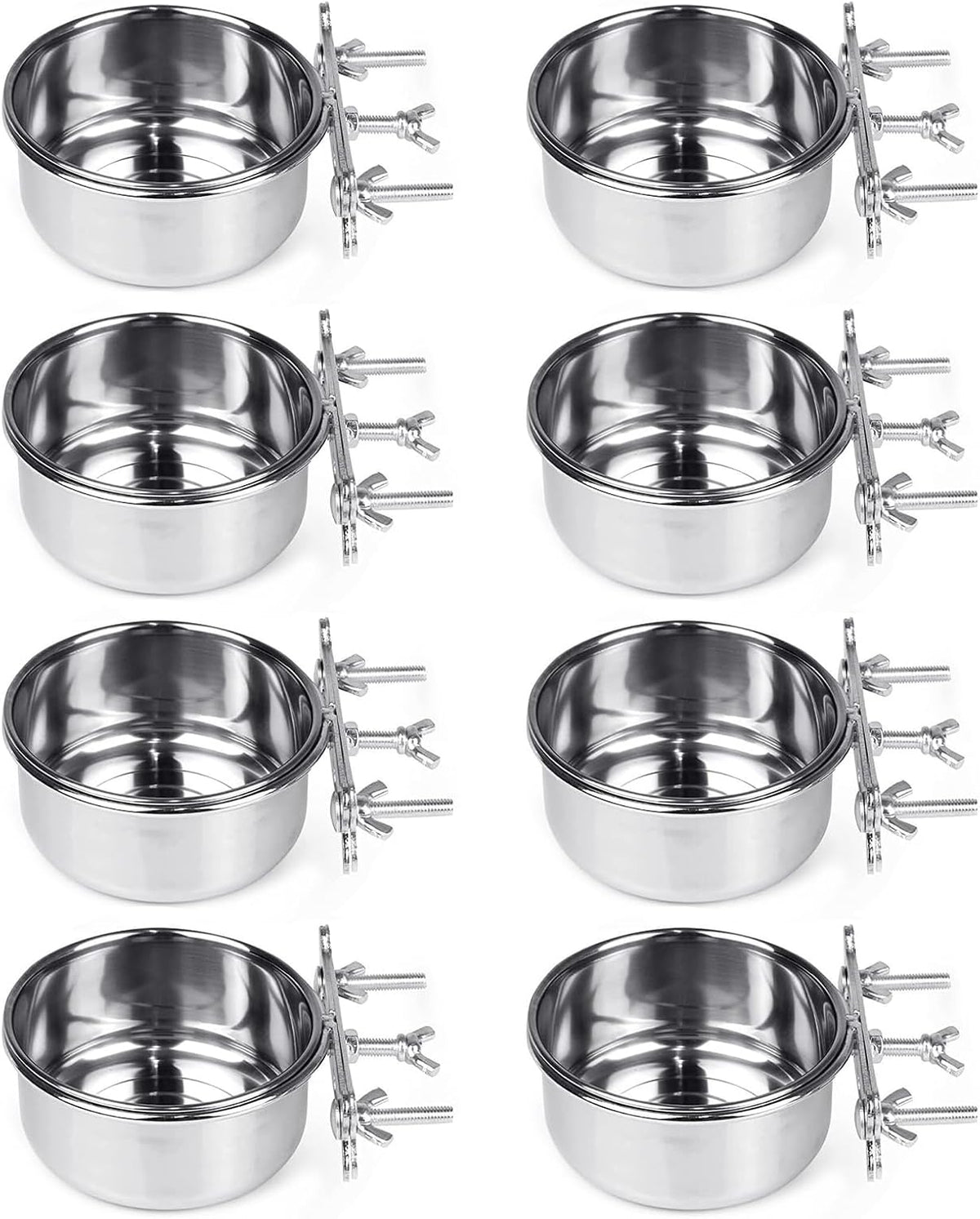 Bird Feeding Dish Cups Parrot Food Bowl Clamp Holder Coop Cup - 8 PCS Triple screw (S)