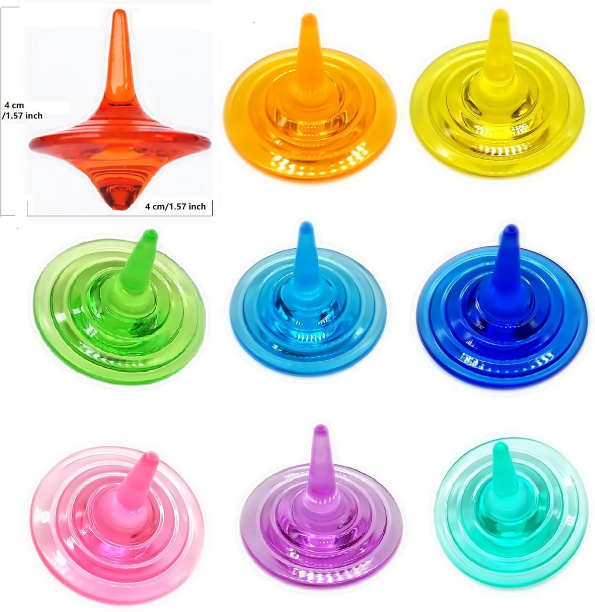 SPRMUD acrylic spinning tops shaped like crystal gems in mixed colors, 24 pieces - view 4
