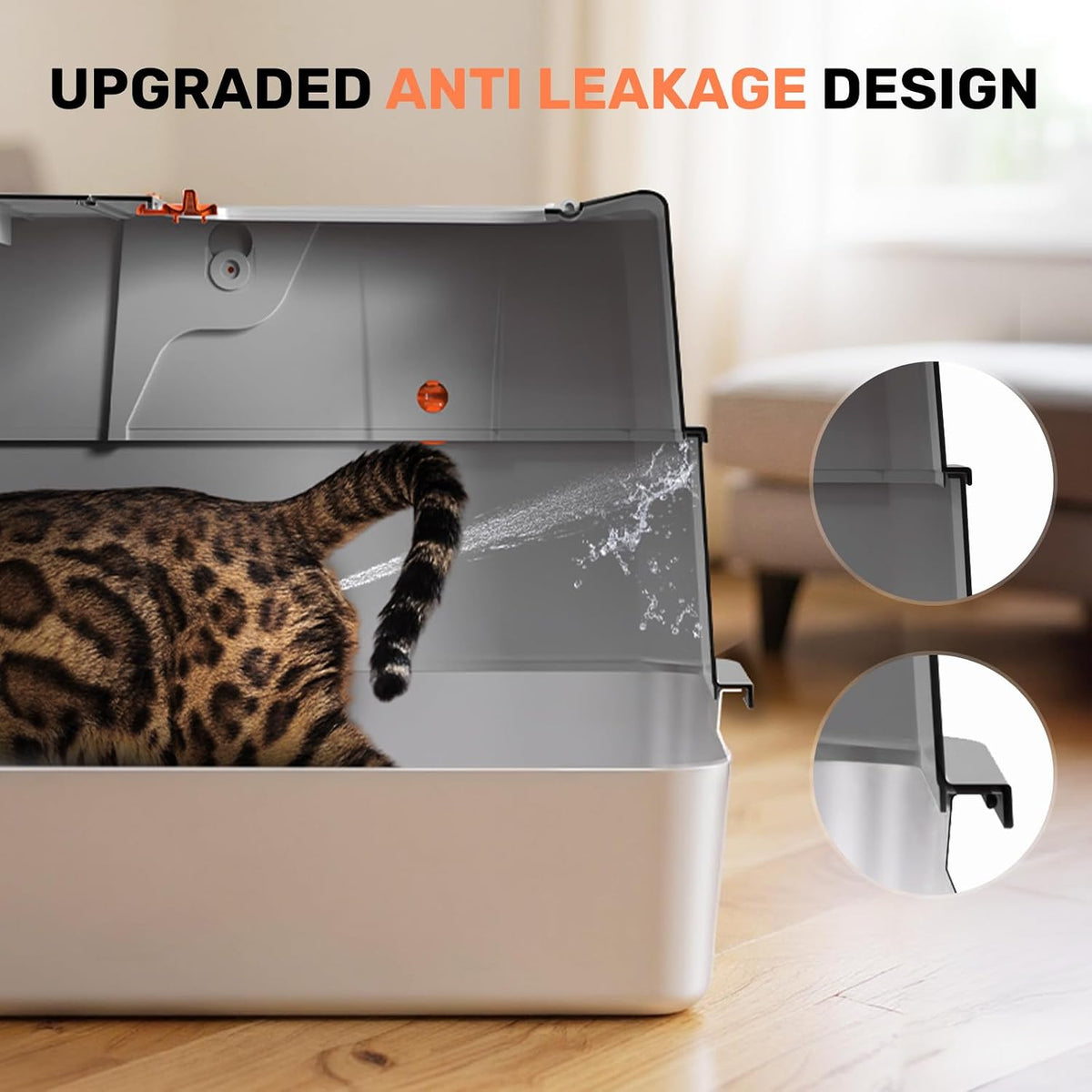Stainless Steel Litter Box with Lid - Light Gray - image 2