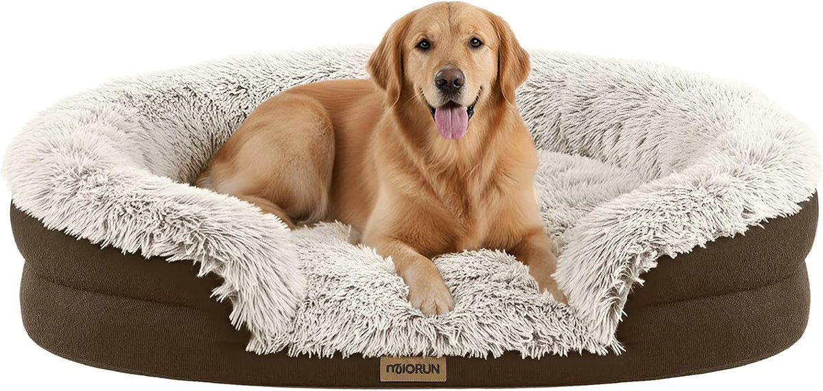 Miorun Fluffy Orthopedic Dog Beds Large Sized Dog - Coffee / L(43", UP to 90lbs)