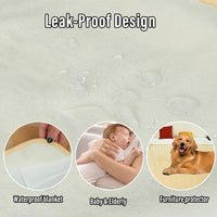 Waterproof Blanket for Bed Couch Sofa, Reversible & Reusable Cat - 80"x90" / Warm Yellow/Warm White - image 3