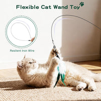 Pawaboo Cat Feather Wand Interactive Toy - White & Green - image 2