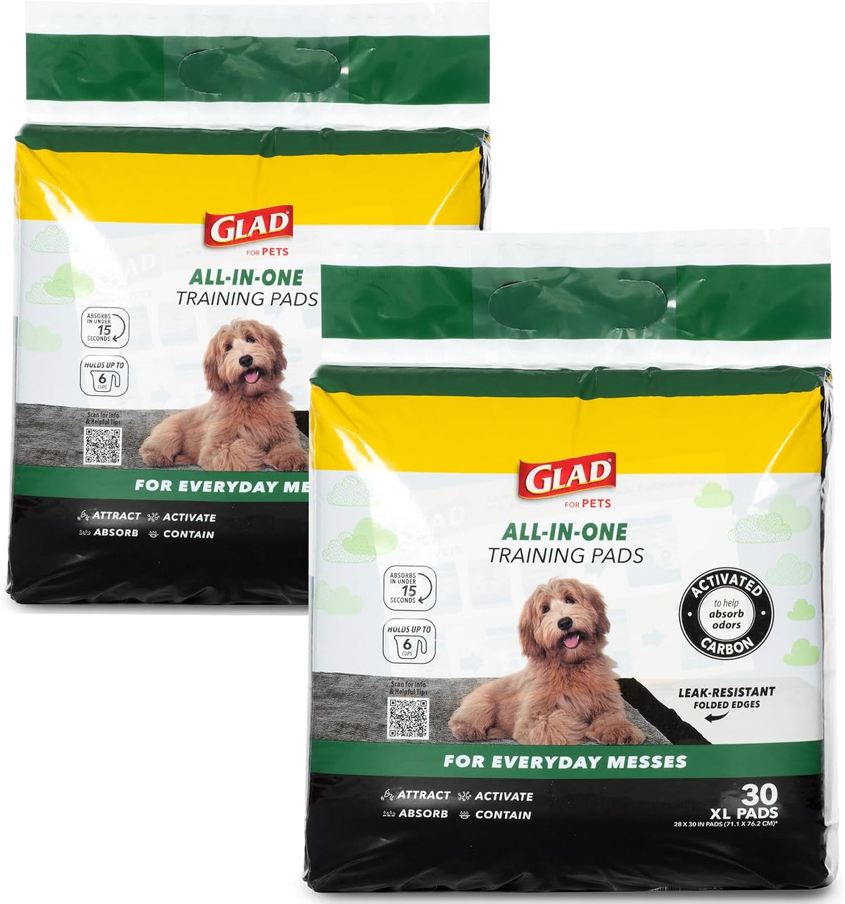 Glad for Pets, Activated Carbon Disposable, Dog Pee Pads - X-Large / 60
