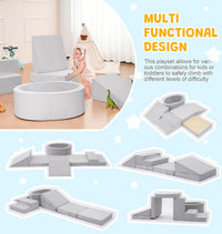 Elftopia foam climbing set with ball pit, stairs and ramps for toddlers in grey - view 14