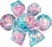 Haxtec Light Green DND Dice Set - Light Blue Purple