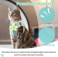 Cat Harness and Leash Set, Escape Proof Soft Vest Walk Pink XS – Essentials for Cats - Turquoise green / Small - image 4