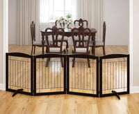 PAWLAND Dog Gate Indoor with Door, Freestanding, Foldable - Espresso / 【4 Panels】96"W x 32"H - image 2