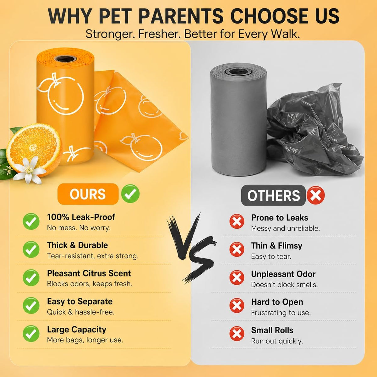 Cherry Blossom Scented Dog Poop Bags, 42 Rolls 630 counts - orange / 630 Count (Pack of 1) - image 4